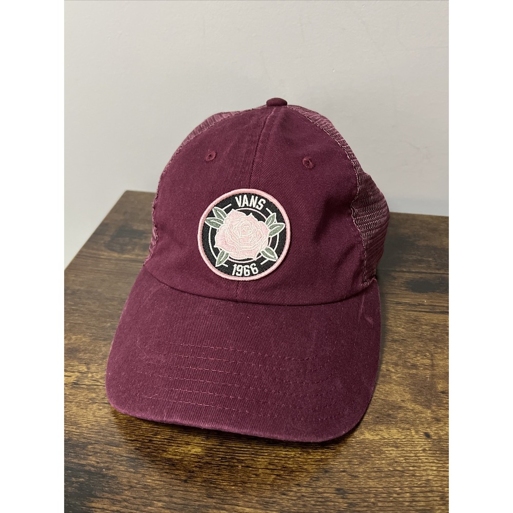 Vans Off The Wall Strapback Hat Cap Roses Adjustable Maroon OS Unisex
